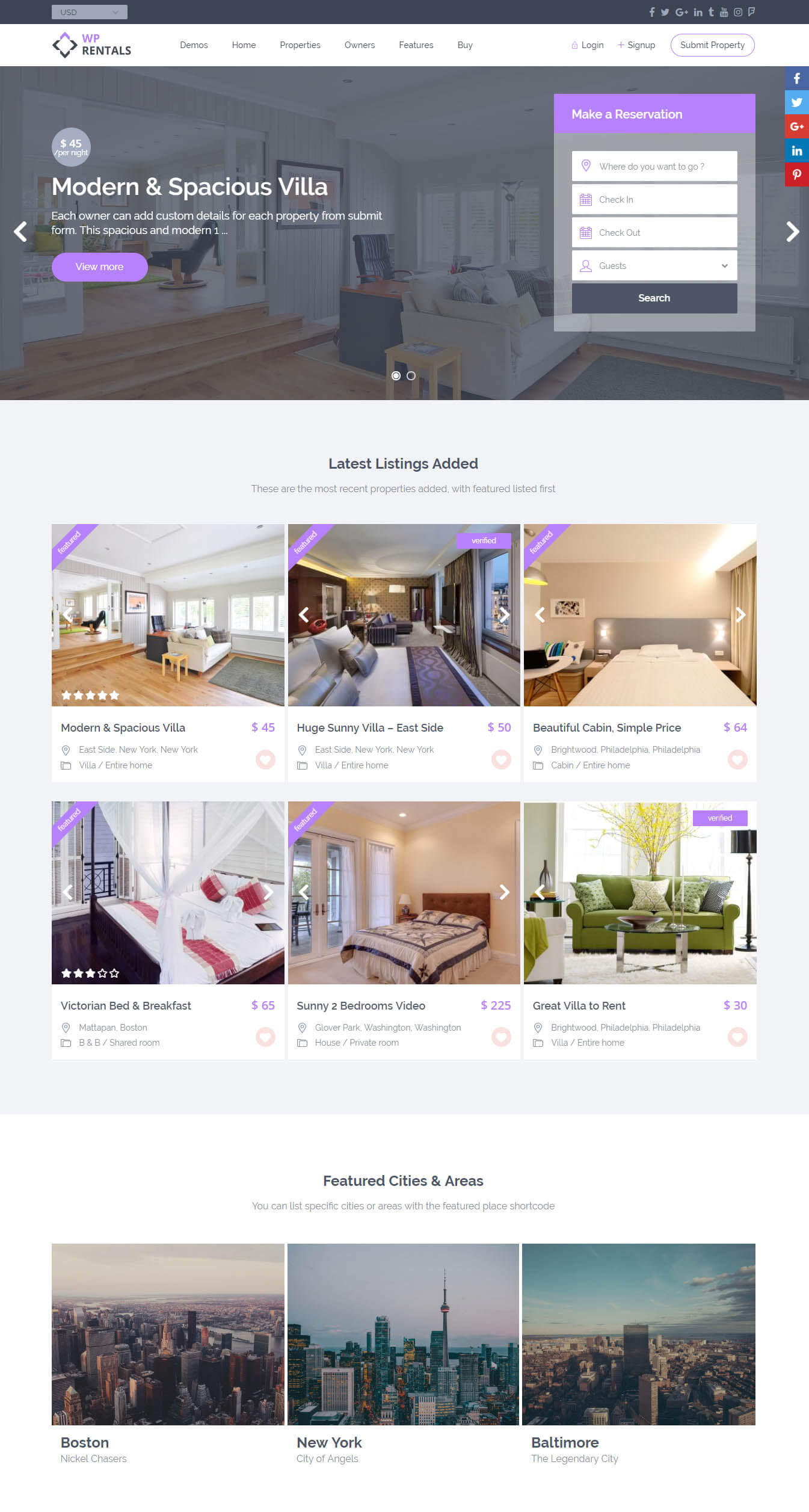 WP Rentals - Booking Accommodation WordPress Theme 