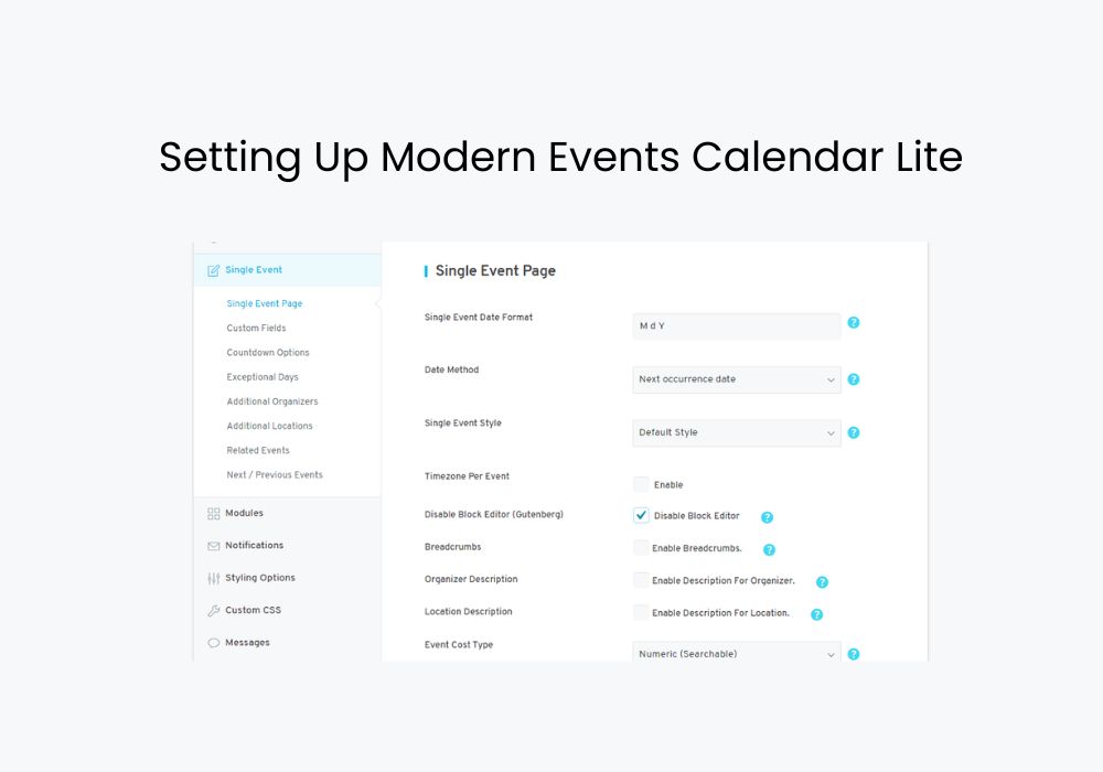 Setting Up Modern Events Calendar Lite