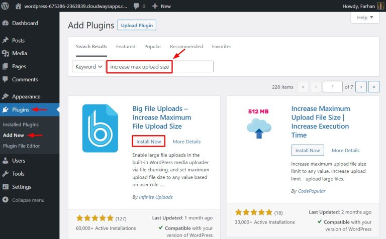 Increase Wordpress Upload Size