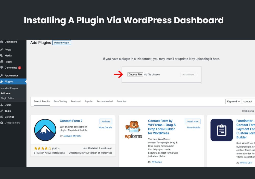 Installing A Plugin Via WordPress Dashboard