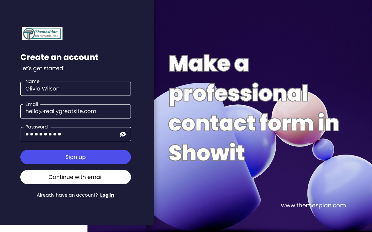 Make a professional contact form in Showit