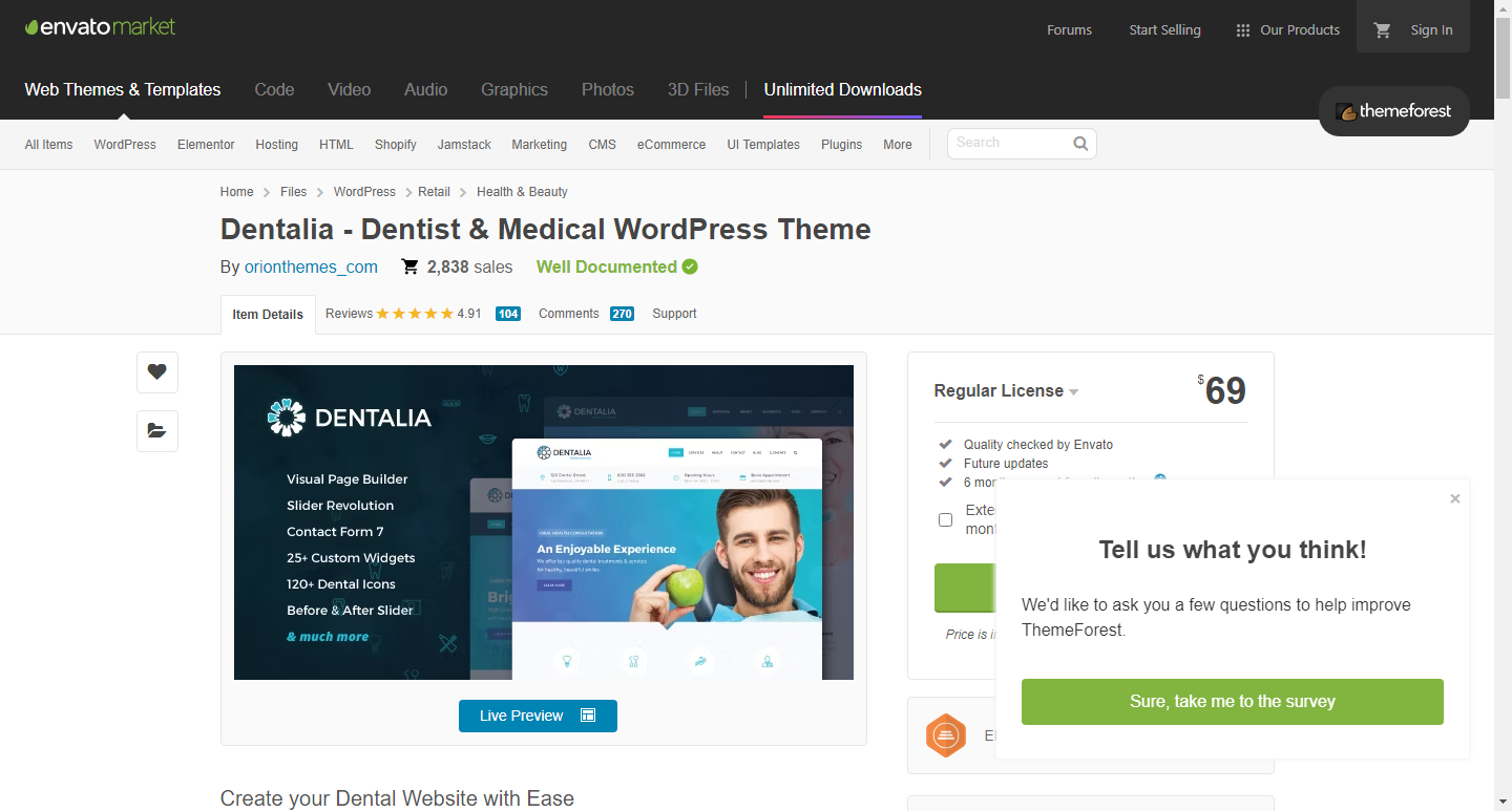 Dentalia - Dentist & Medical WordPress Theme 