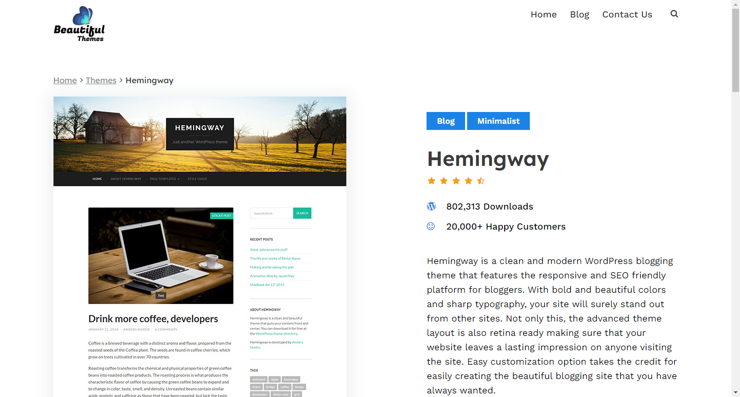 Hemingway (Free) wordpress themes