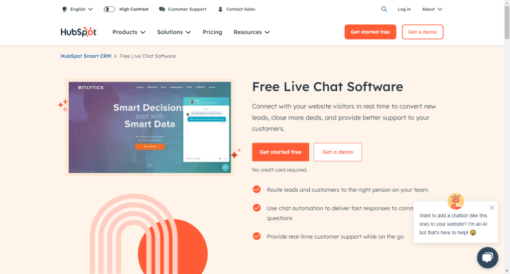 Engage Website Visitors with Free Live Chat _ HubSpot