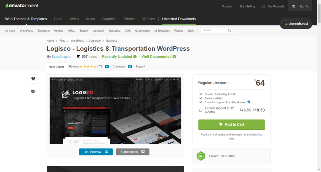 Logisco - Logistics & Transportation WordPress by GoodLayers