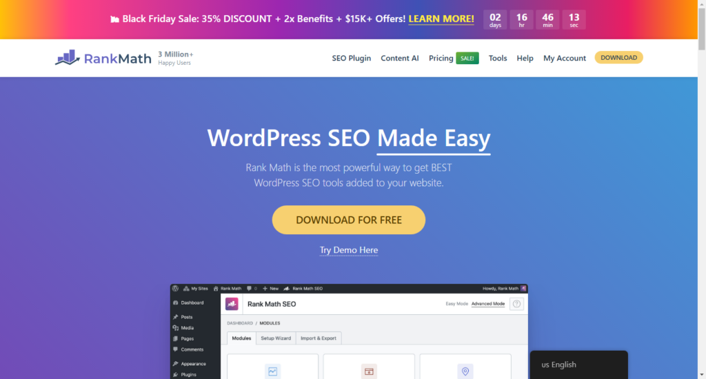 Rank Math Website for SEO