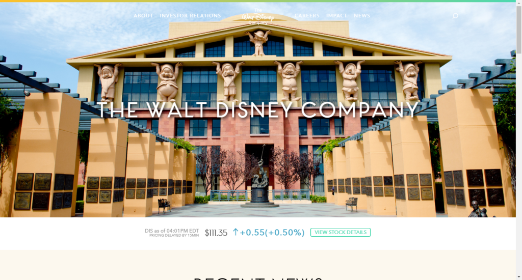 The Walt Disney Company WordPress Website Examples