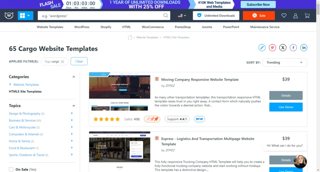 Cargo Website Templates from TemplateMonster