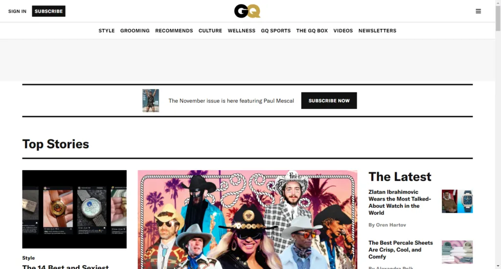 GQ Popular Websites for Men