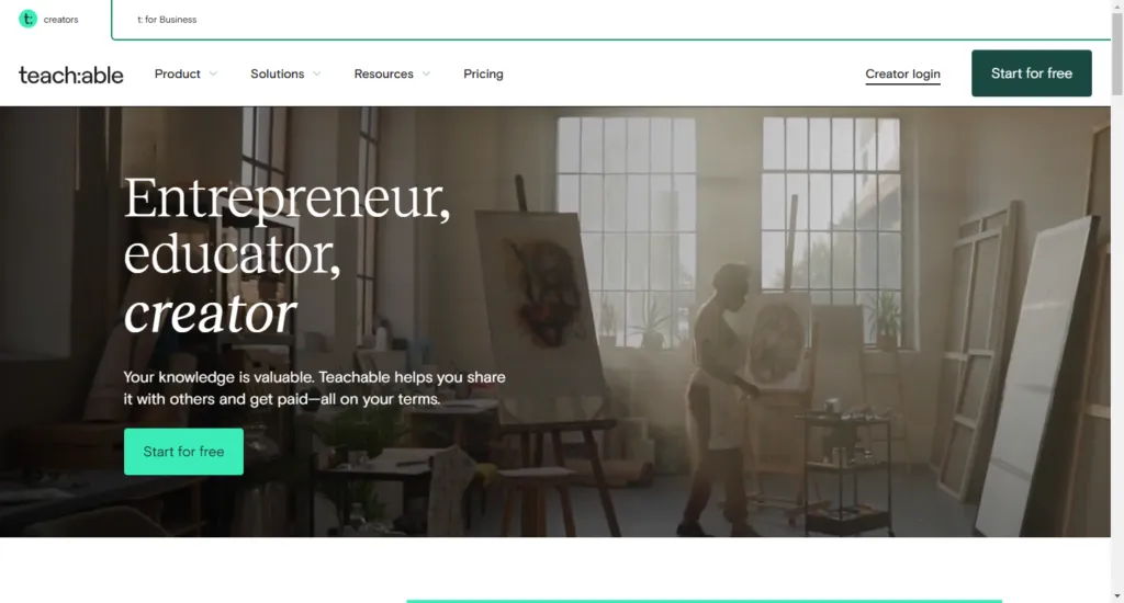 Teachable- Best website to sell digital products